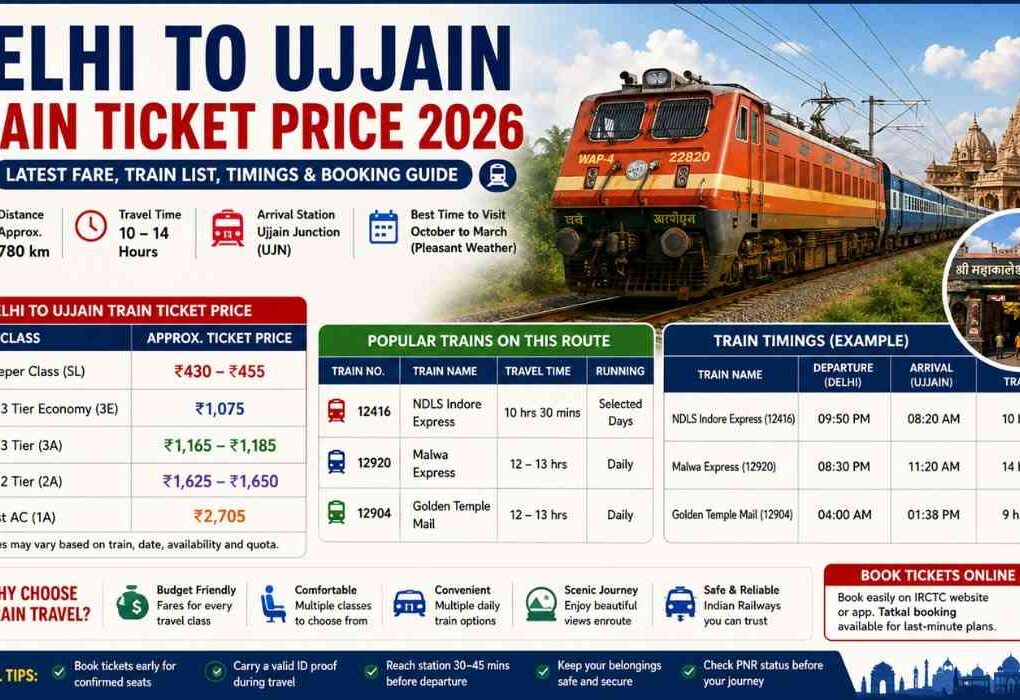 Delhi to Ujjain Train Ticket Price