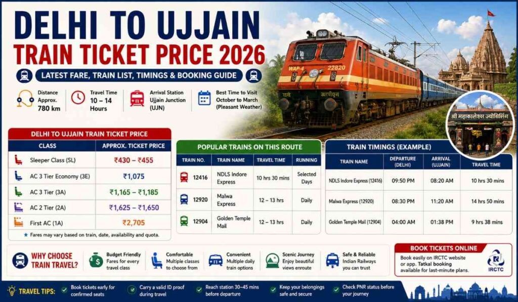 Delhi to Ujjain Train Ticket Price