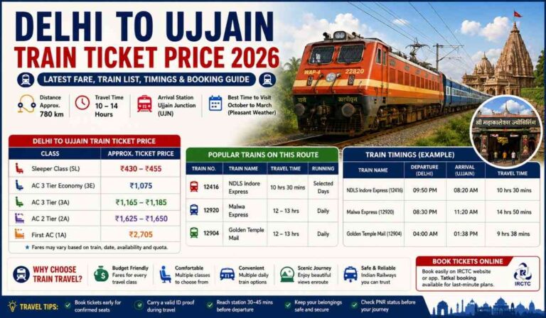 Delhi to Ujjain Train Ticket Price